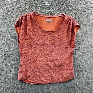 Columbia Womens Abstract Knit Top Large Coral Indie Boho Stretch Travel Capsule